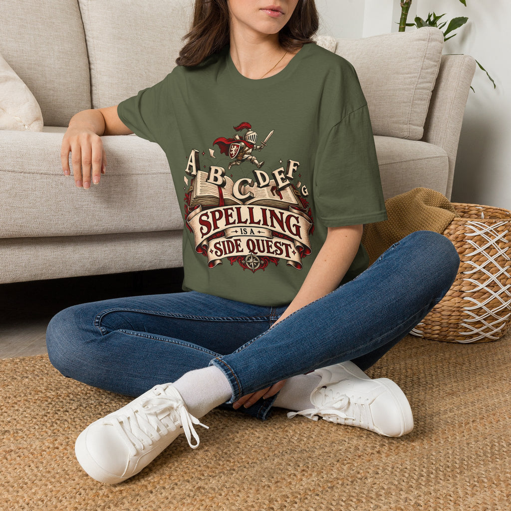 Spelling Is a Side Quest | Funny Spelling & Knight T Shirt