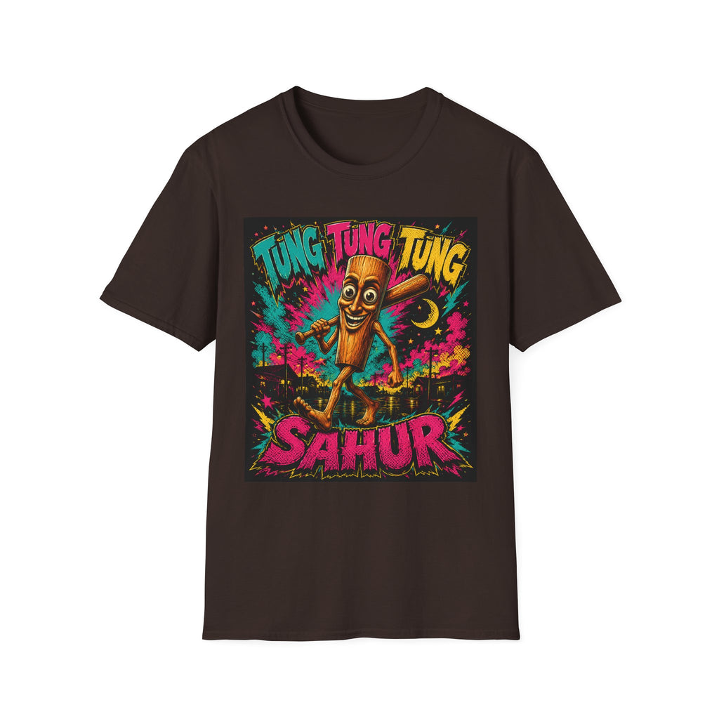T-Shirt — Colorful 'Tung Tung Tung' Cartoon Log Design (Sahur)