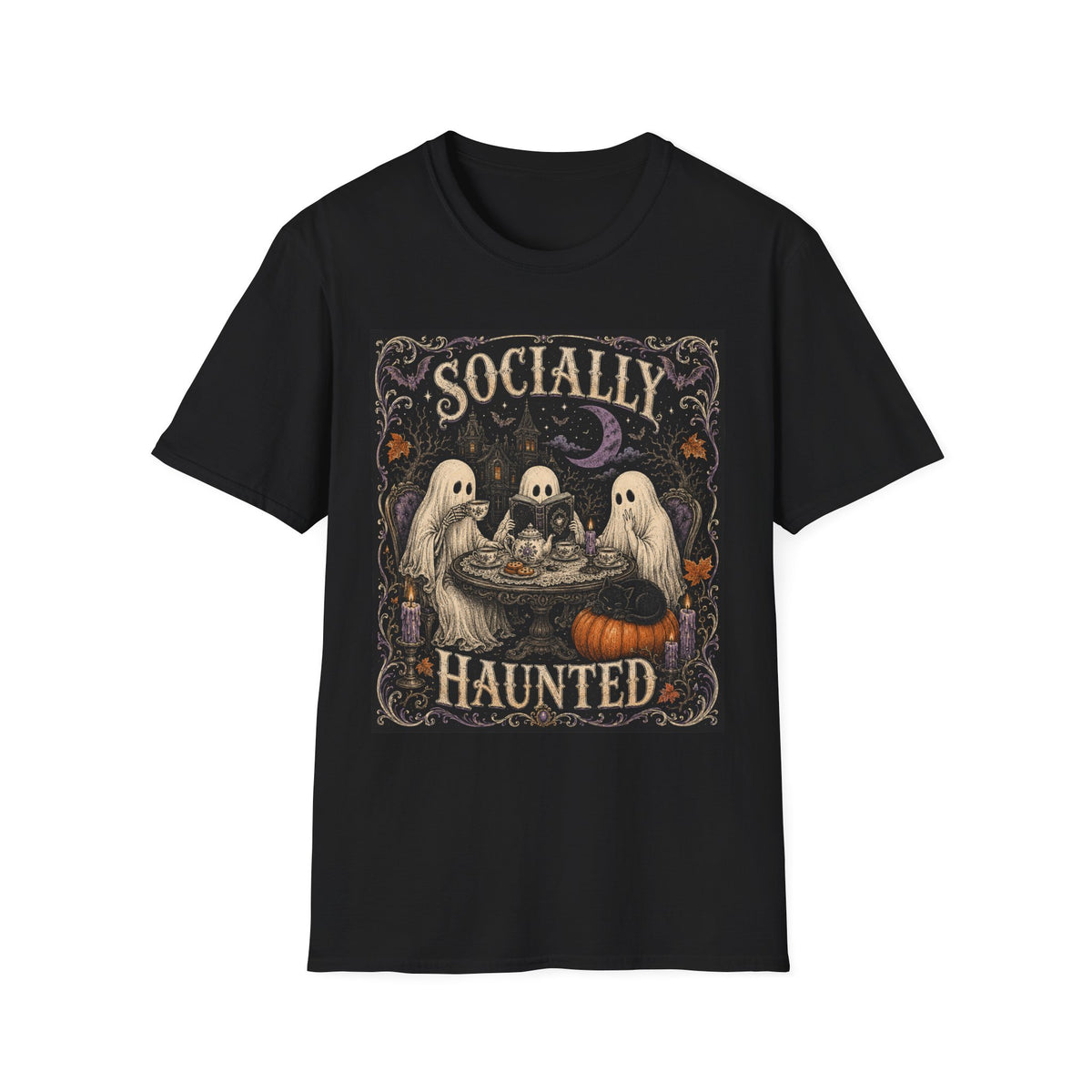 Socially Haunted T-Shirt — Cute Ghost Halloween Graphic Tee
