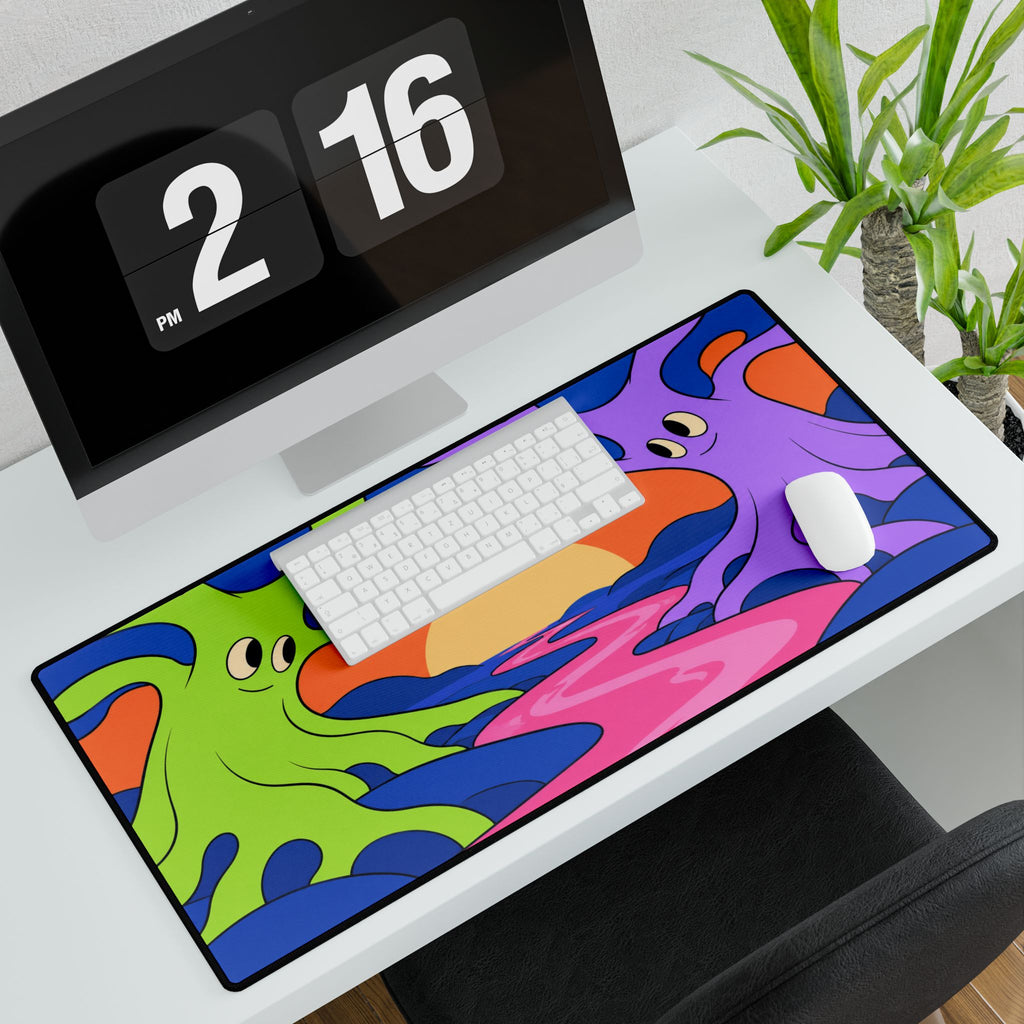 Psychedelic Sunset Desk Mat | Colourful Cartoon Trees Gaming Mouse Pad