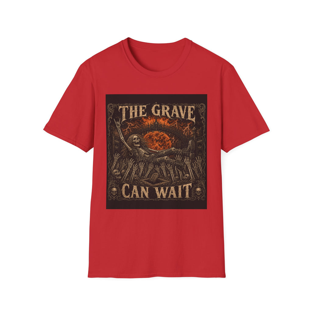The Grave Can Wait T-Shirt — Vintage Skeleton Rock Gothic Tee