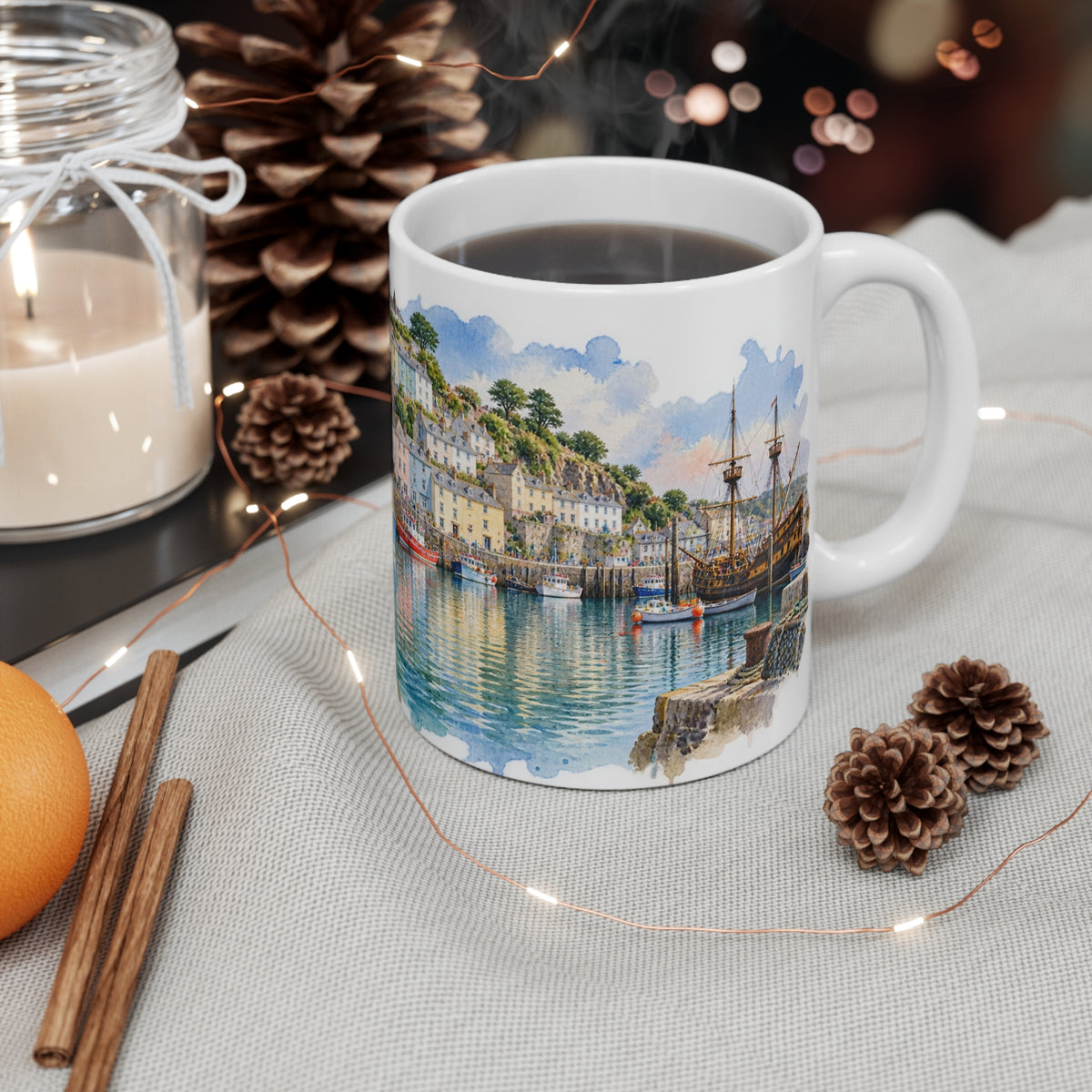 Brixham Harbour Mug | Devon Watercolour | English Riviera Gift