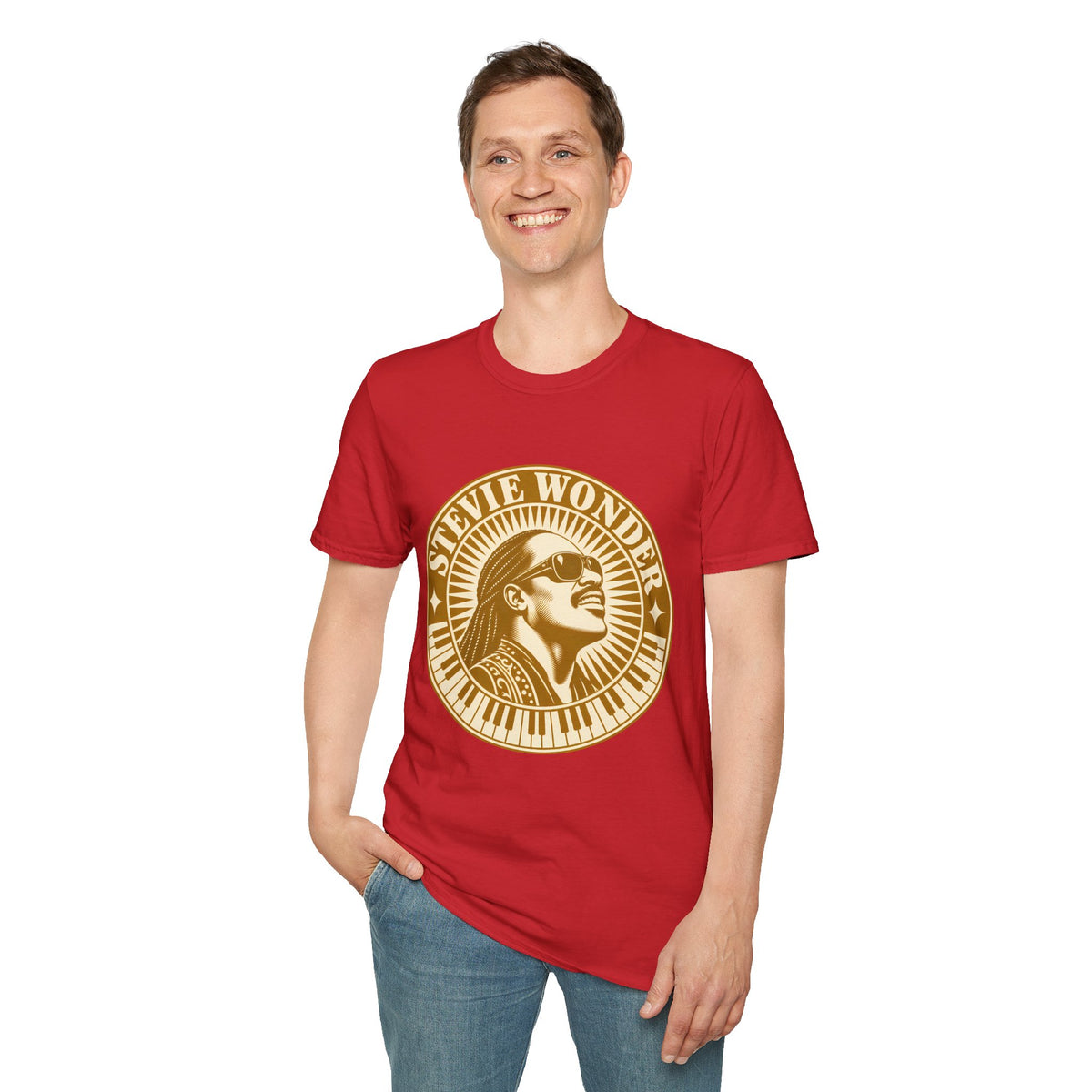 Stevie Wonder Graphic T-Shirt - Vintage Gold Portrait Tee