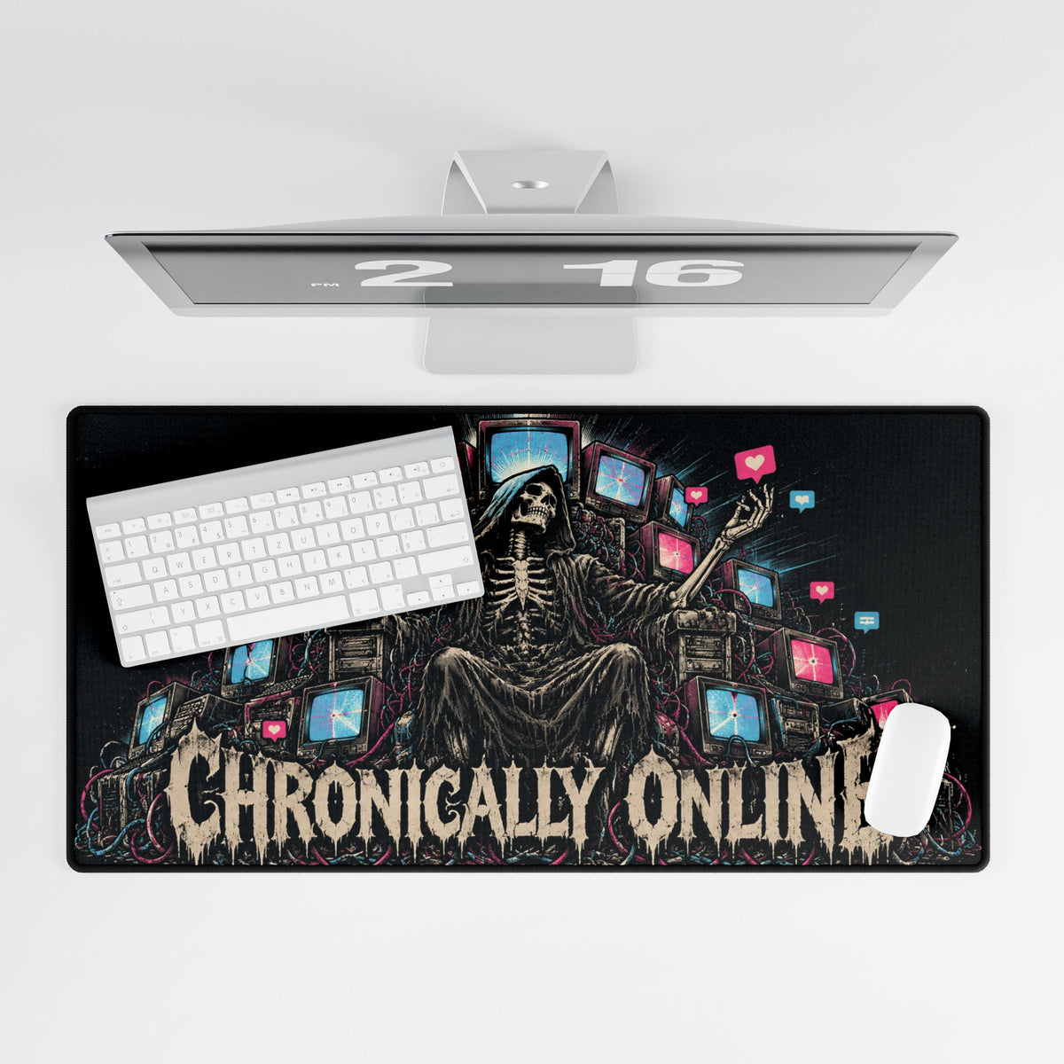 Chronically Online | Gothic Grim Reaper Gaming Mousepad