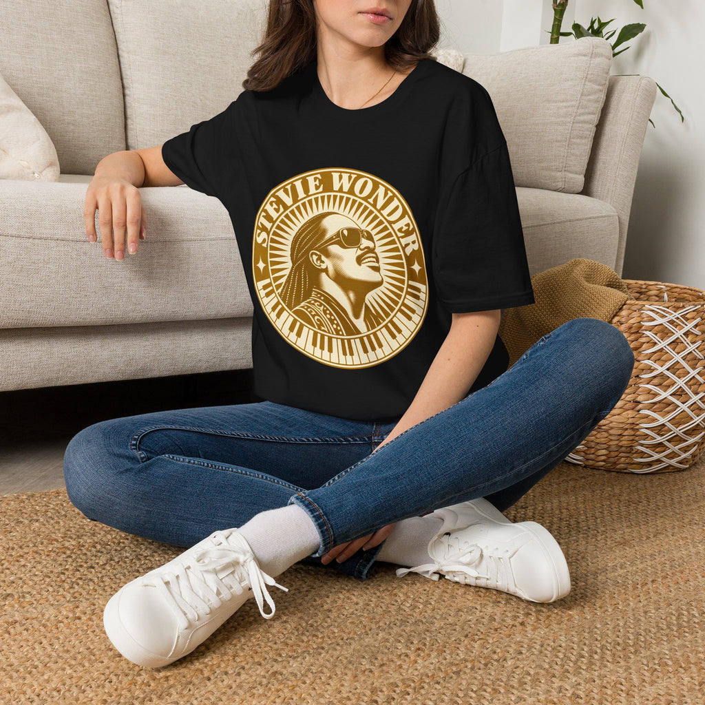 Stevie Wonder Graphic T-Shirt - Vintage Gold Portrait Tee