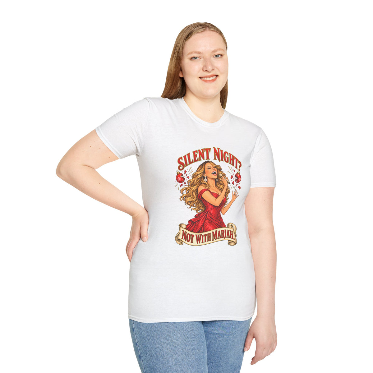 Mariah Carey Christmas T-Shirt | Silent Night? Not With Mariah Retro Holiday Tee