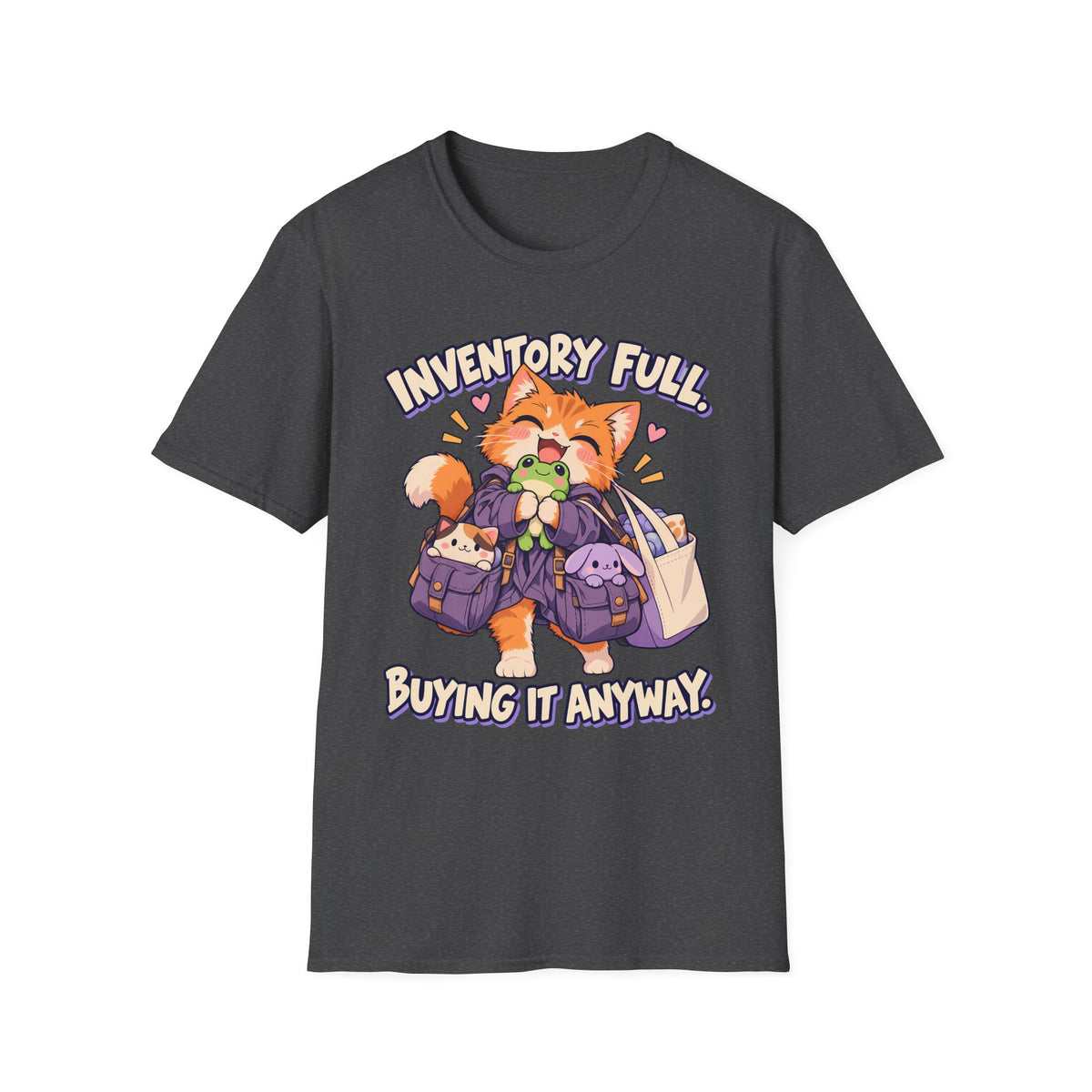 Inventory Full, Buying It Anyway | Cute Cat Anime Funny Tee