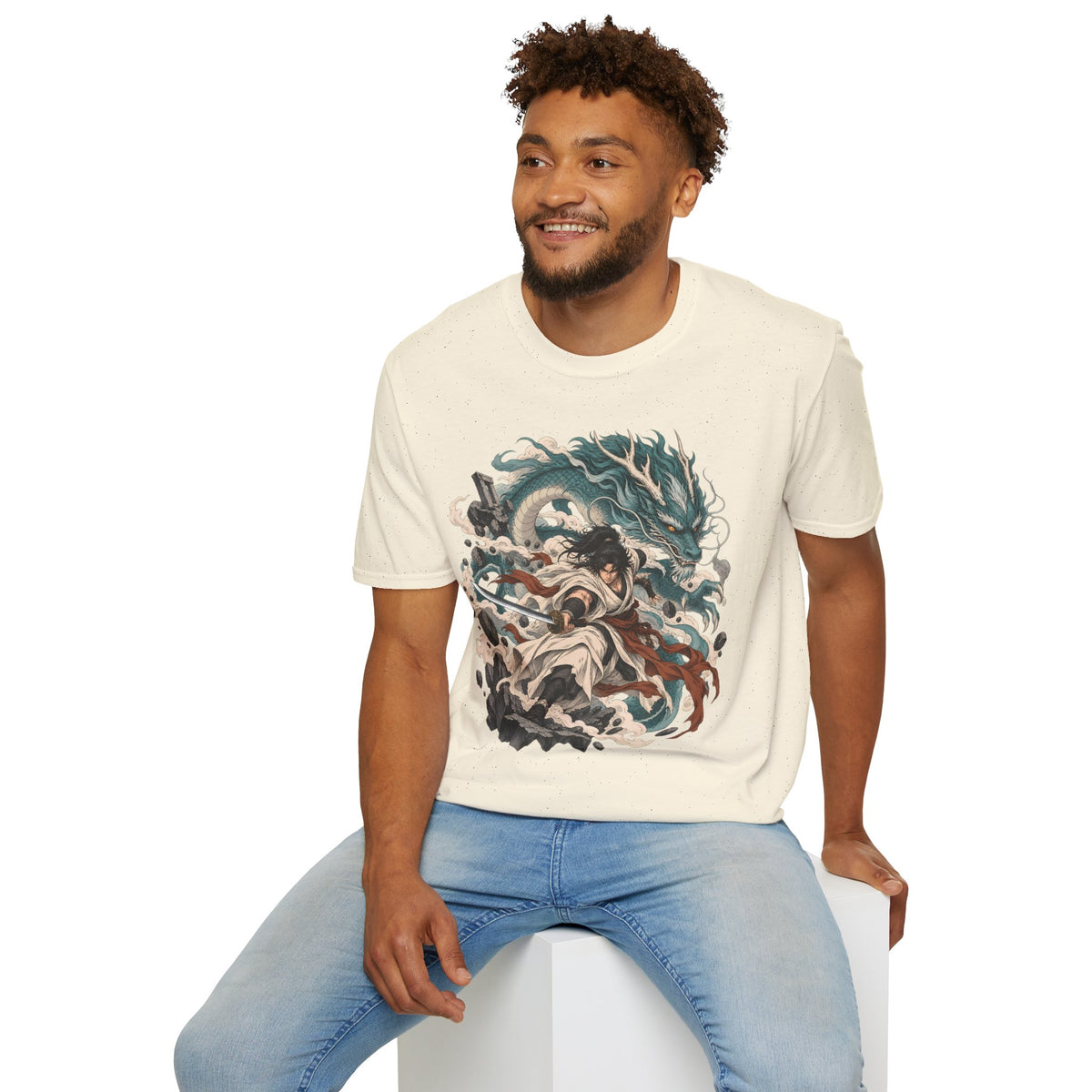 Mythic Dragon Warrior | Japanese Samurai and Serpent T Shirt