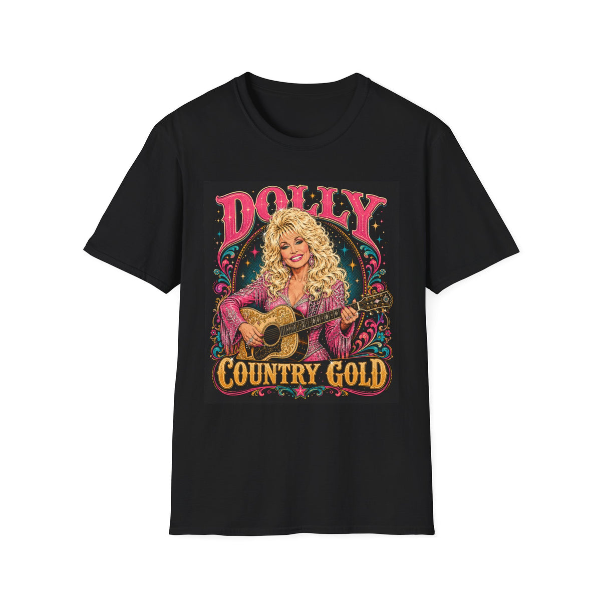 Country Music Graphic T-Shirt — "DOLLY" Retro Guitar Design