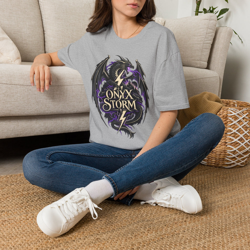 Onyx Storm Dragon T-Shirt | Book Inspired Gothic Lightning Fantasy Tee