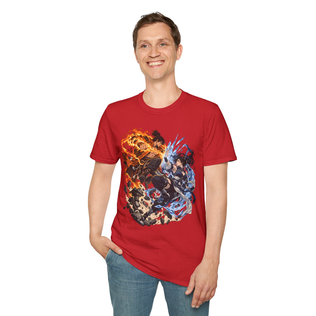 Elemental Battle | Fire vs Ice | Ninja Japanese Fantasy T-Shirt