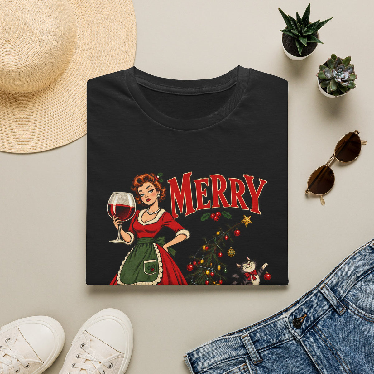 Christmas | Merry Crisis | Retro Pinup | Graphic Tee