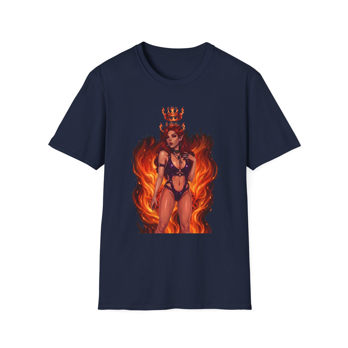 Flaming Witch Queen Graphic T-Shirt - Fire Witch Illustration Tee