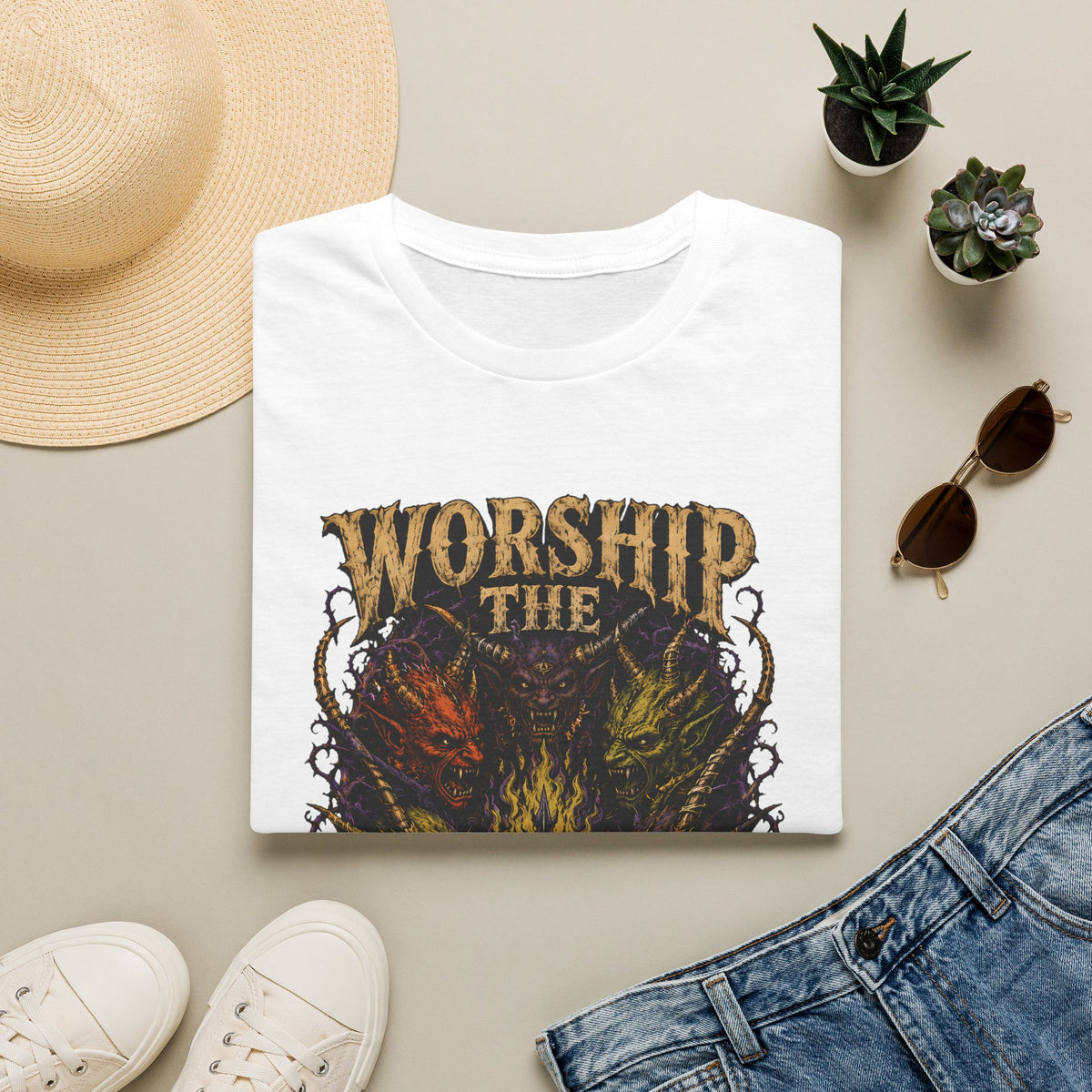 Worship the Wicked T-Shirt - Dark Fantasy Demon Graphic Tee