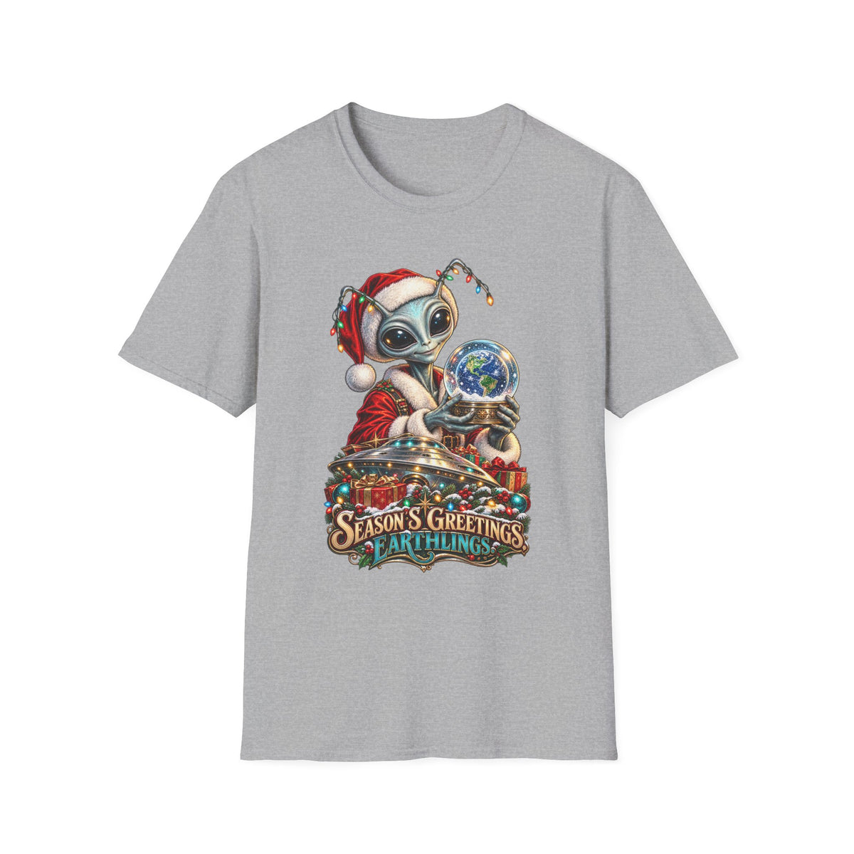 Christmas Alien T-Shirt | Season’s Greetings Earthlings Holiday Tee