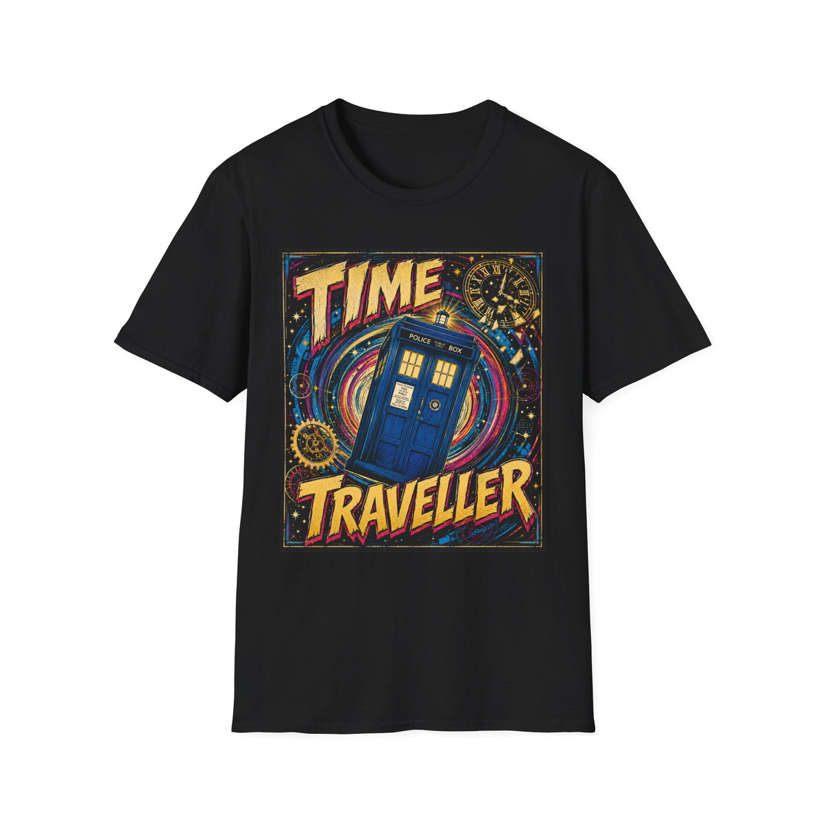 Time Traveller T-Shirt — Retro Space Police Box Graphic Tee