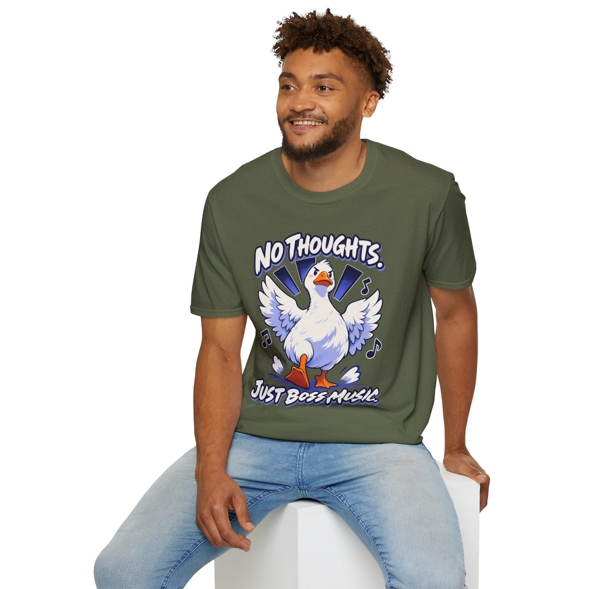 Cute Goose | No Thoughts, Just Boss Music T Shirt