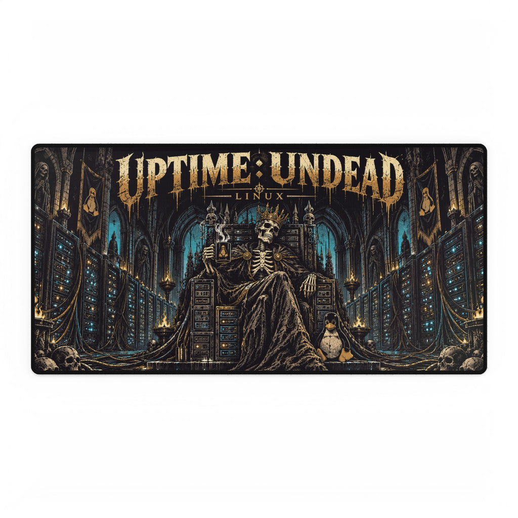 Uptime: Undead Gaming Desk Mat | Gothic Skeleton Throne Extended Mousepad