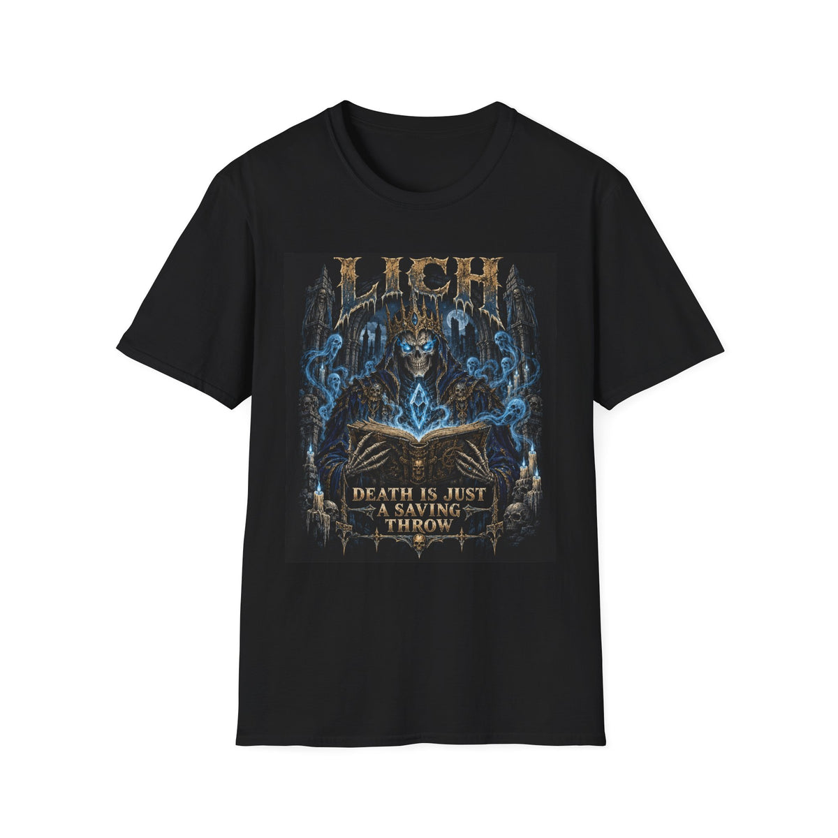 Lich Necromancer | Death Is Just a Saving Throw | DnD | Fantasy RPG Tribute Tee