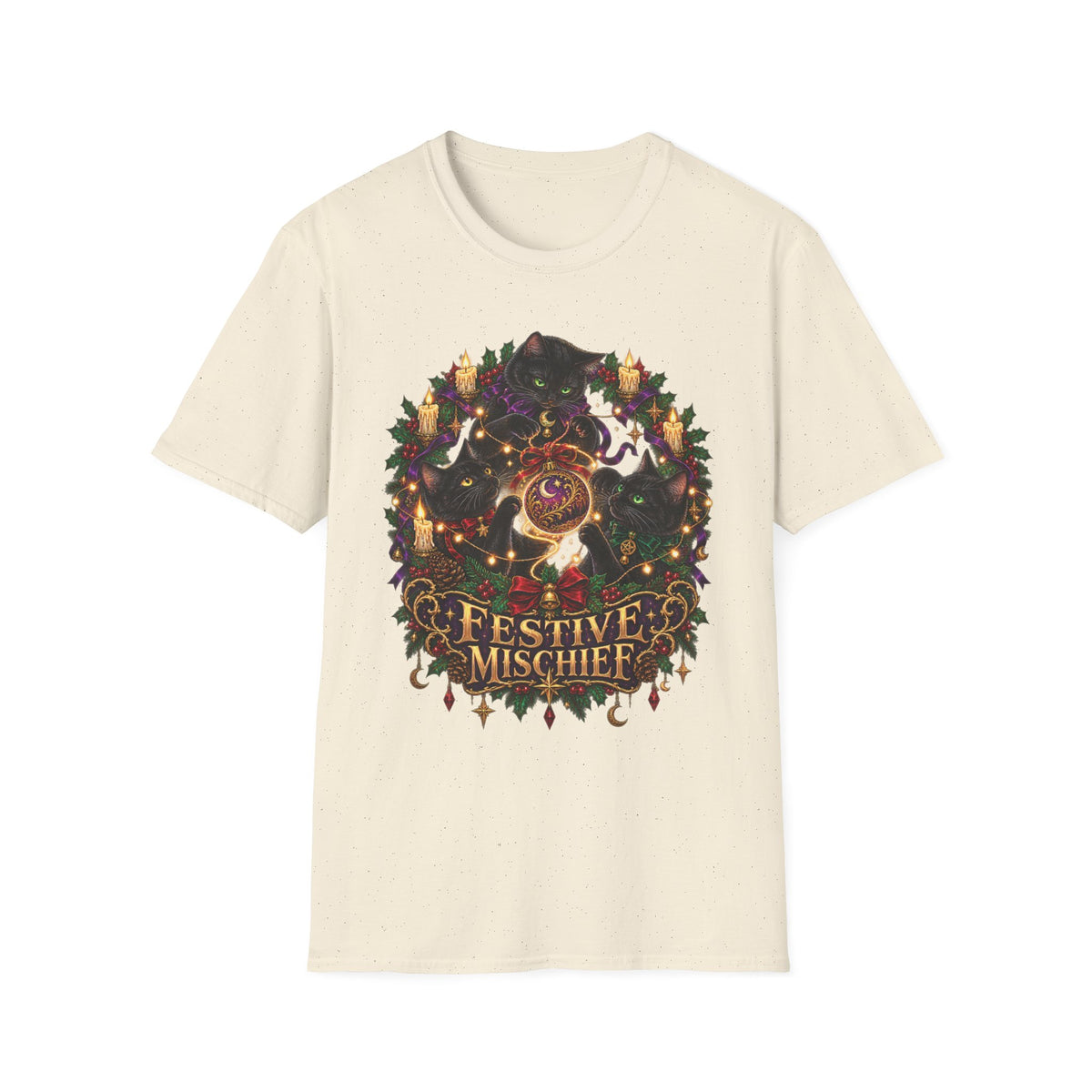 Festive Mischief | Cat Lover Christmas Holiday T-Shirt