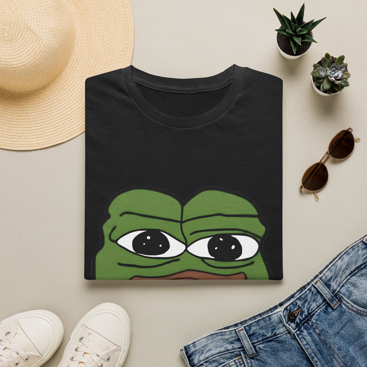 pepe Stare Frog Graphic Tee — Meme Pepe Face T-Shirt