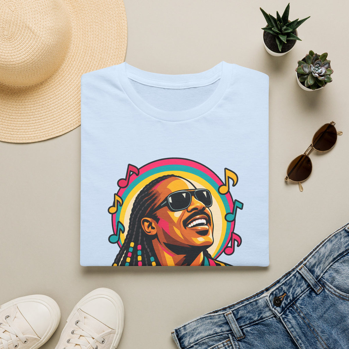 Stevie Wonder Life in Colour Music Legend Portrait T-Shirt