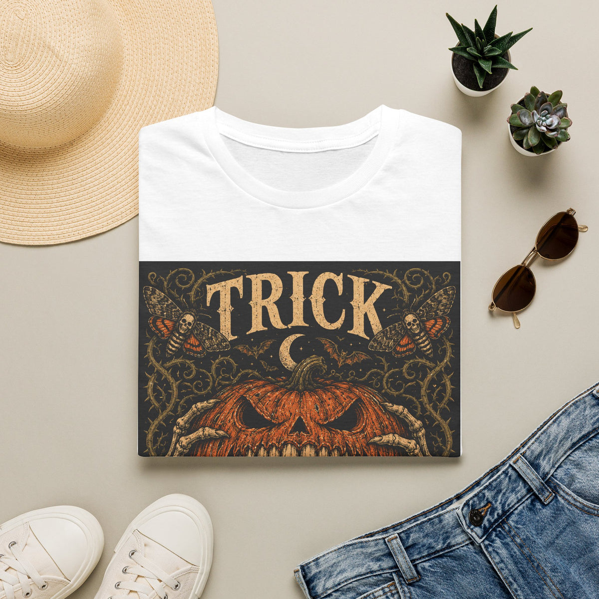 Halloween 'Trick or Teeth' T-Shirt — Vintage Scary Pumpkin Graphic