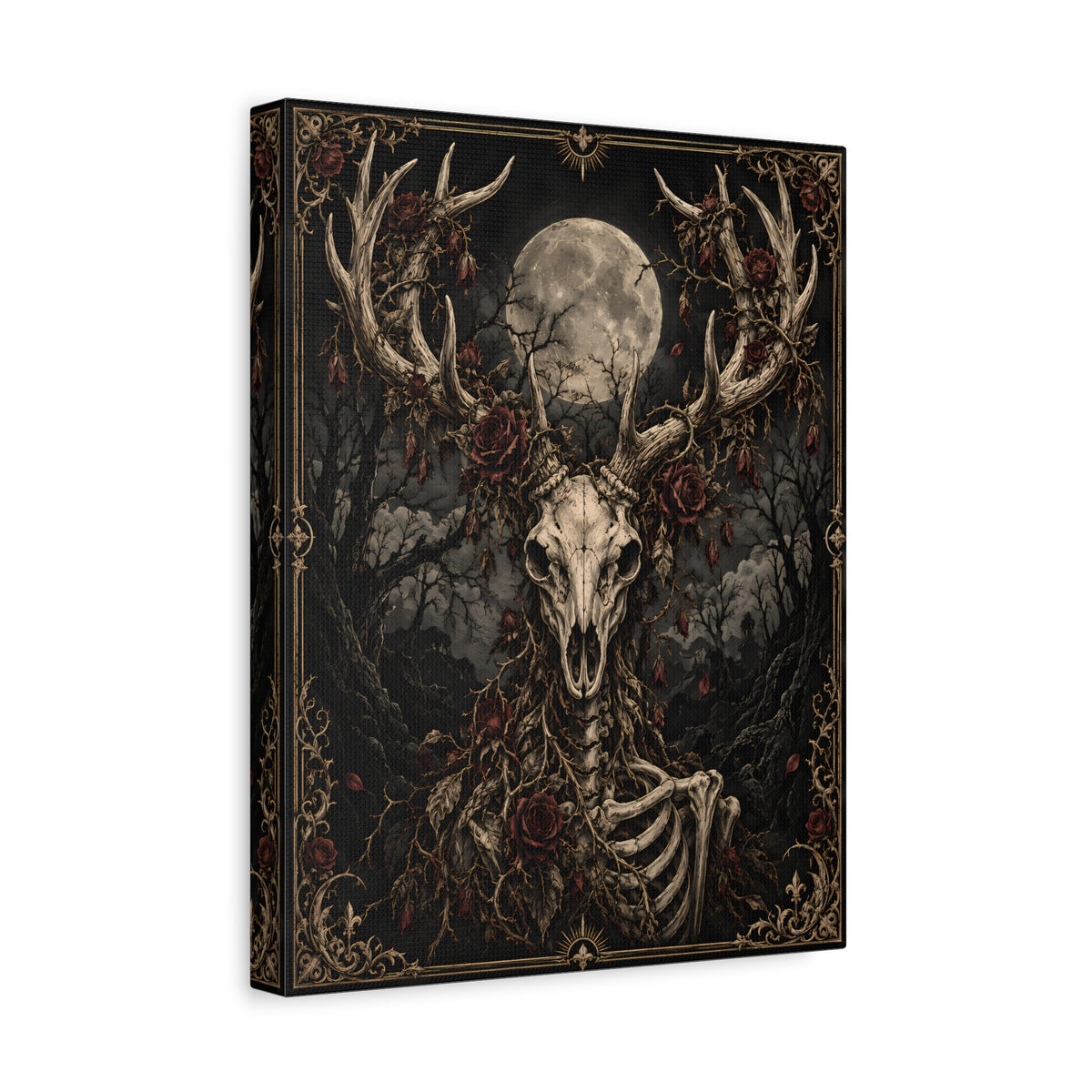 Canvas | Deer Skull Moonlit | Occult Wall Art
