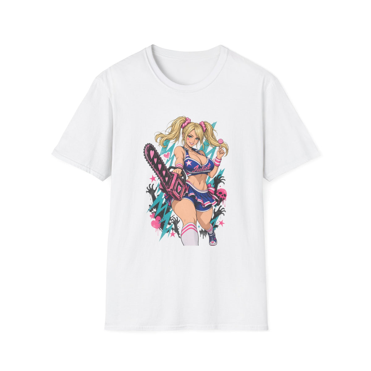 Juliet Starling | Lollipop Chainsaw | Anime Pin Up Girl with Chainsaw T-Shirt