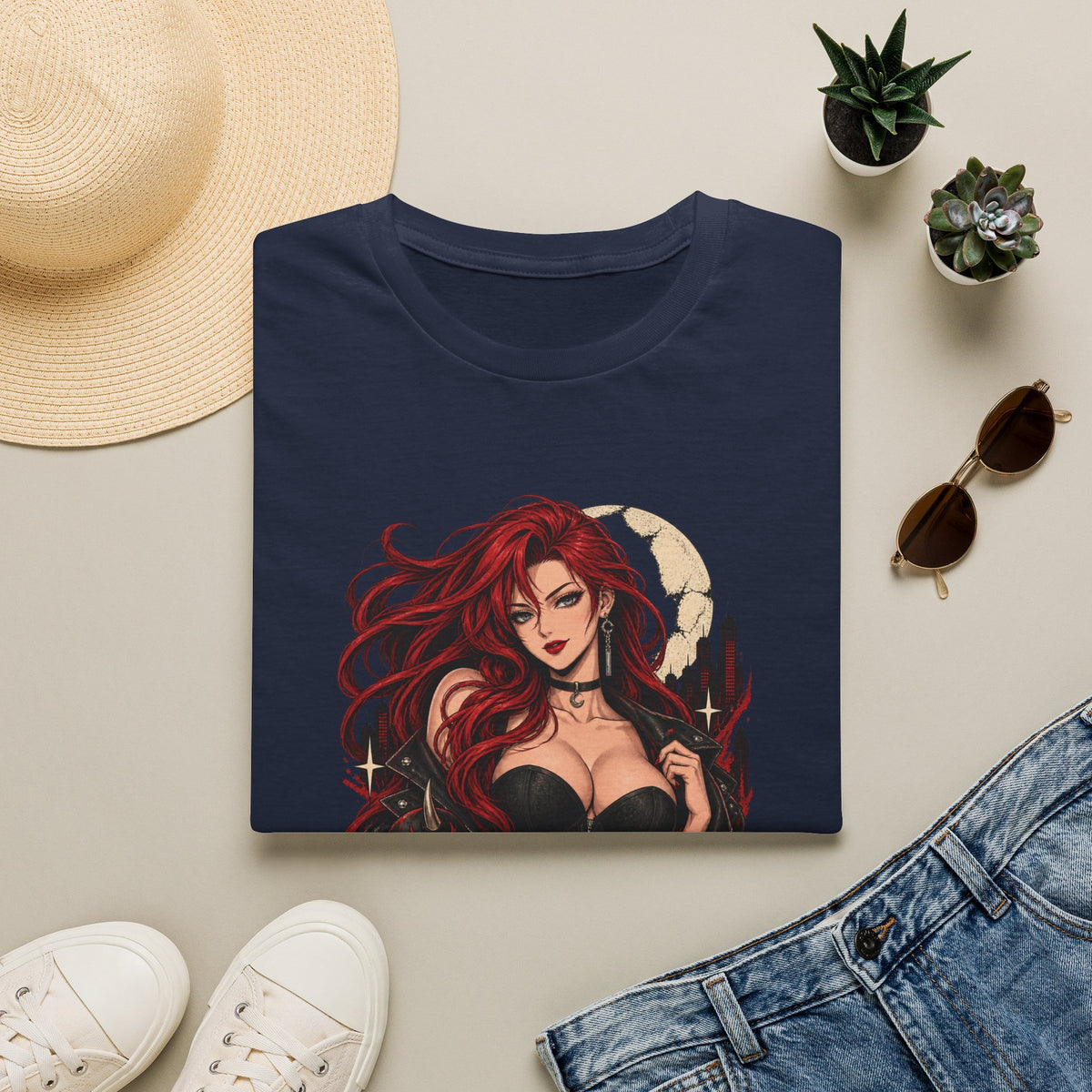 Crimson Dusk | Sexy Gothic Hannya Mask Pin up Woman T-Shirt