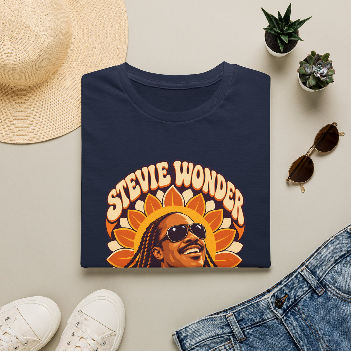 Retro Sunburst Stevie Wonder Music Icon T-Shirt