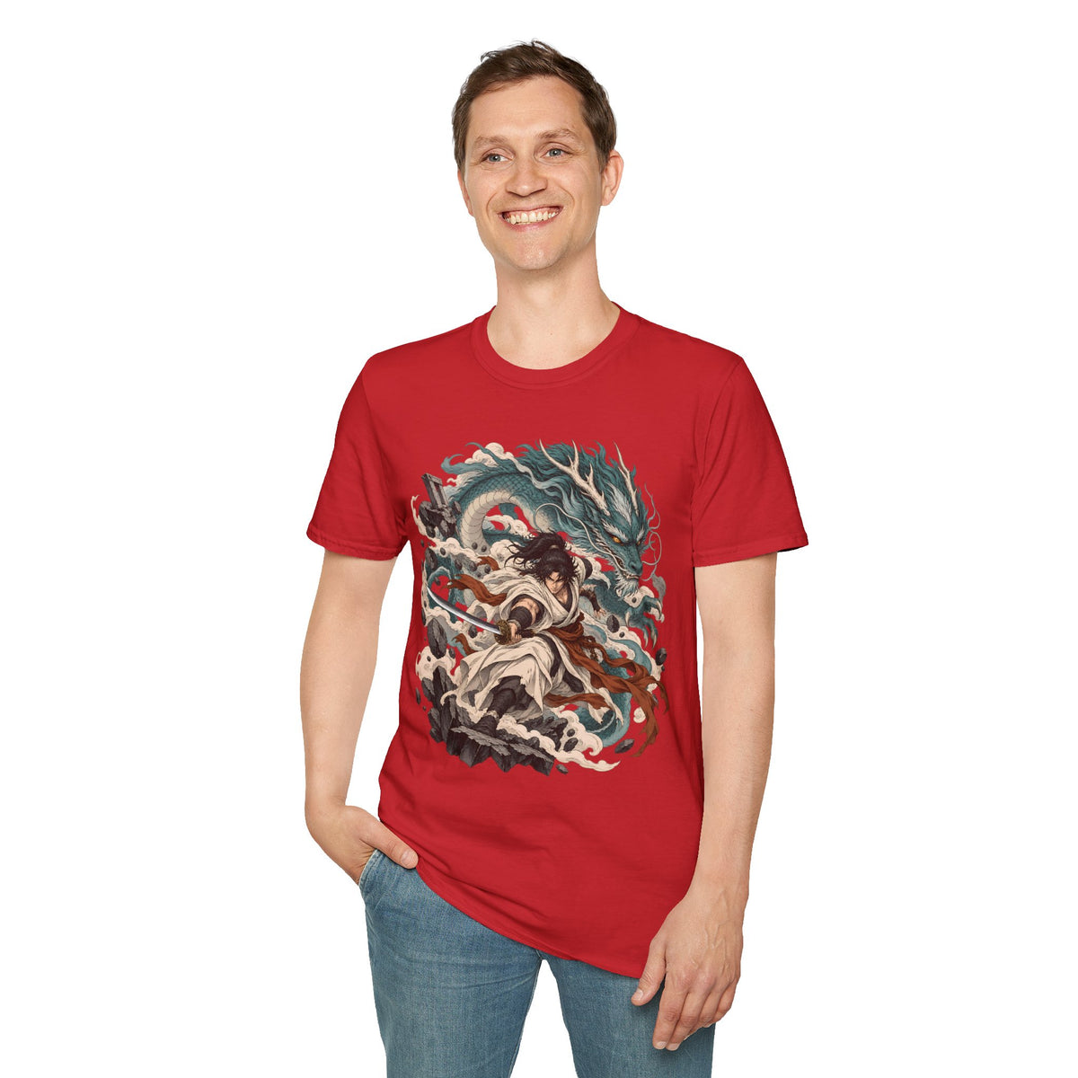 Mythic Dragon Warrior | Japanese Samurai and Serpent T Shirt