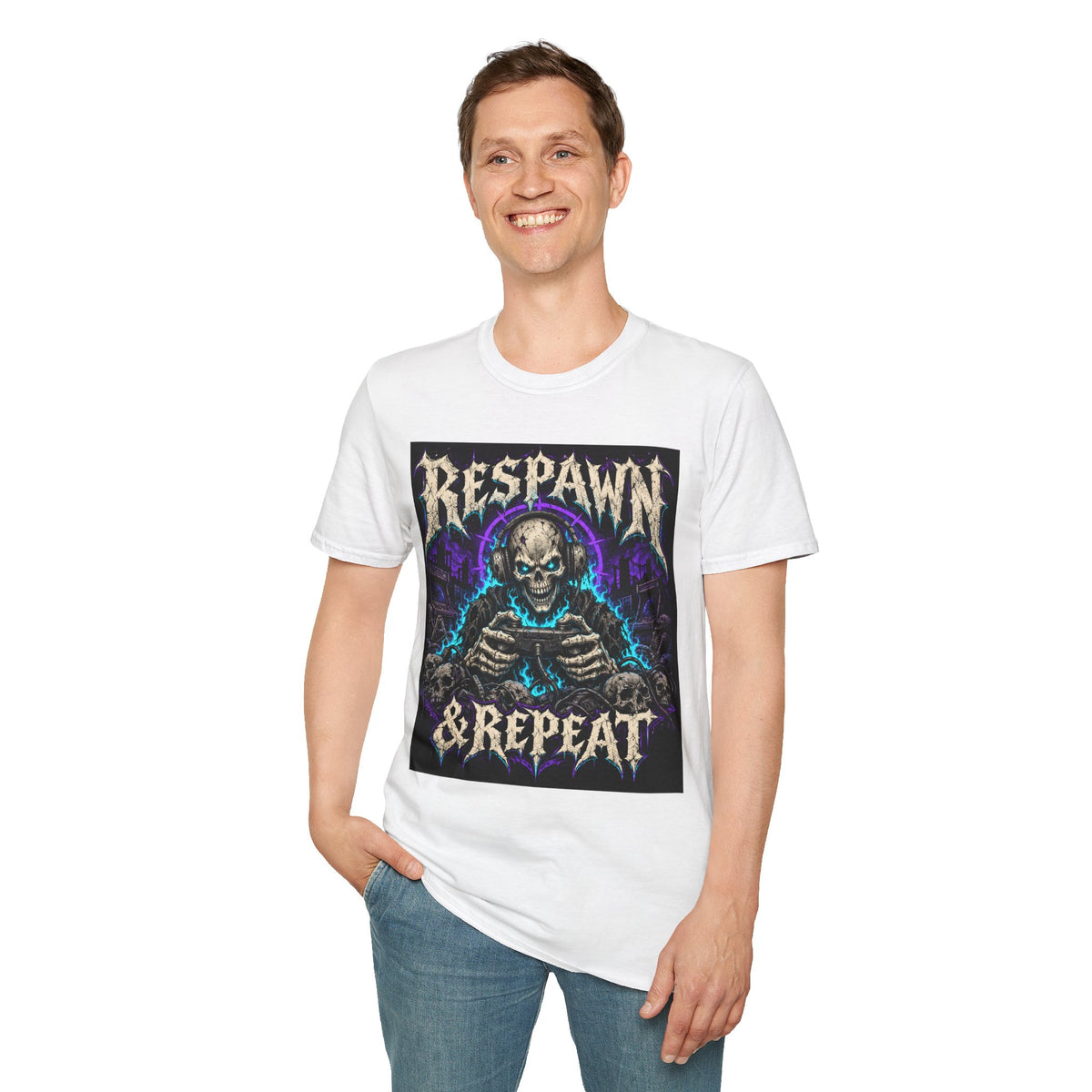 Respawn & Repeat T-Shirt — Skull Gamer Graphic Tee