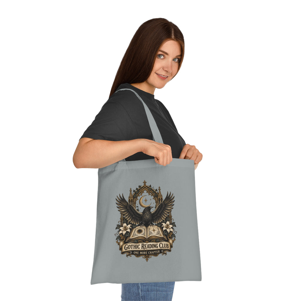 Gothic Reading Club Cotton Tote Bag Raven Book Lover Gift Dark Academia