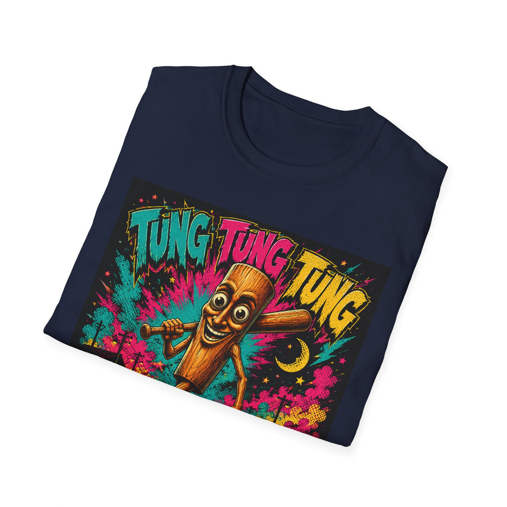 T-Shirt — Colorful 'Tung Tung Tung' Cartoon Log Design (Sahur)