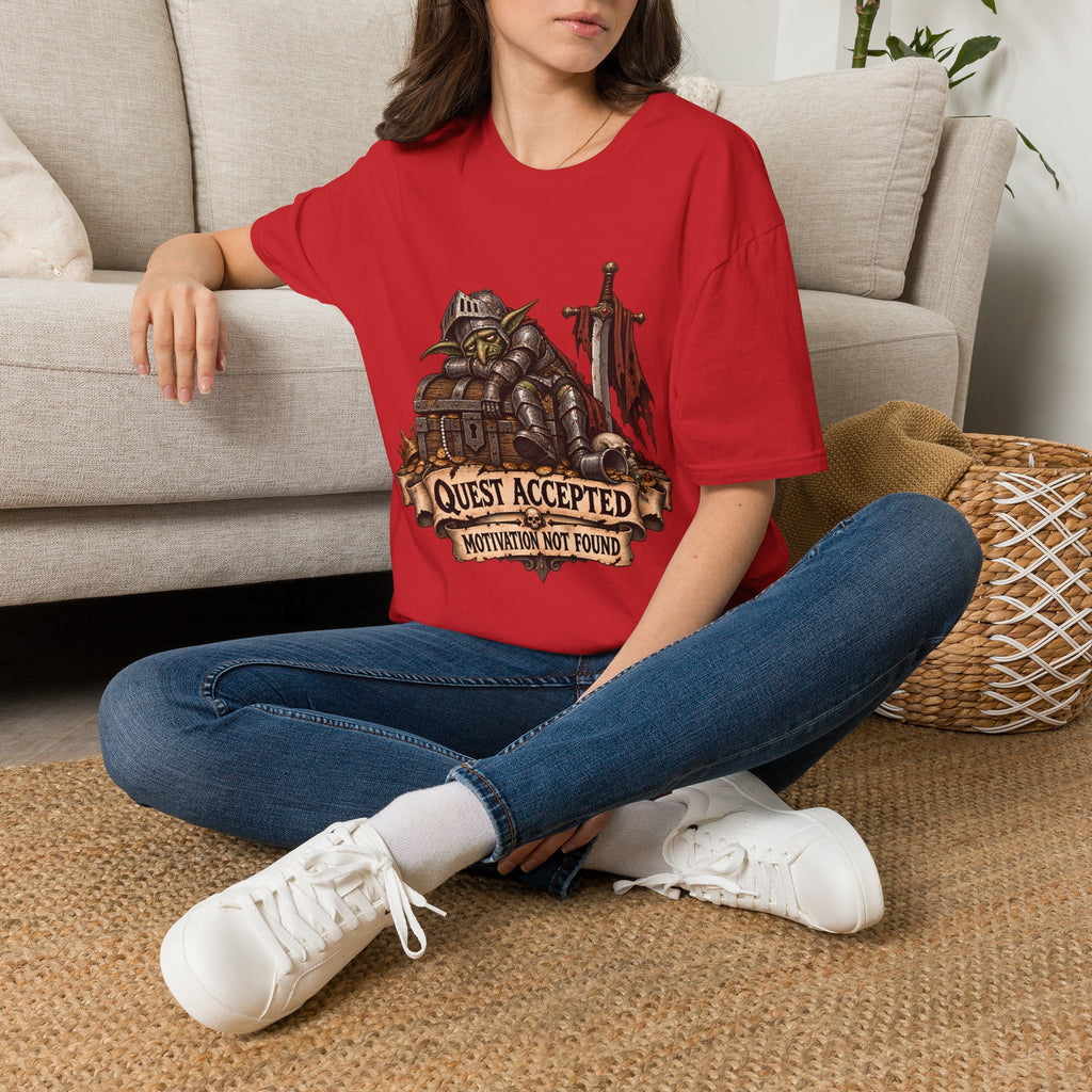Quest Accepted T‑Shirt | Fantasy Gamer Tee (Motivation Not Found)