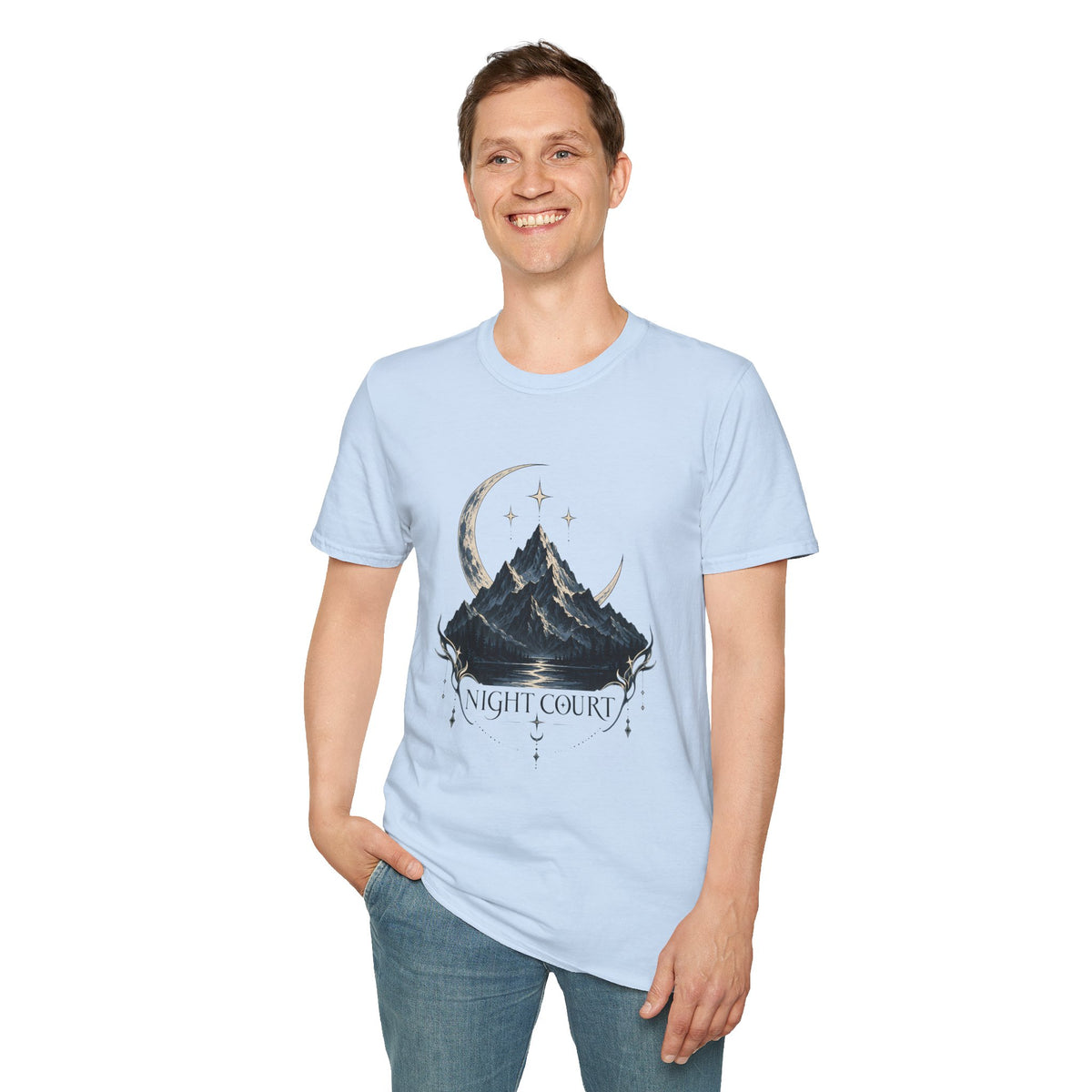 Night Court Mountain | ACOTAR Book Crescent Moon & Stars Graphic