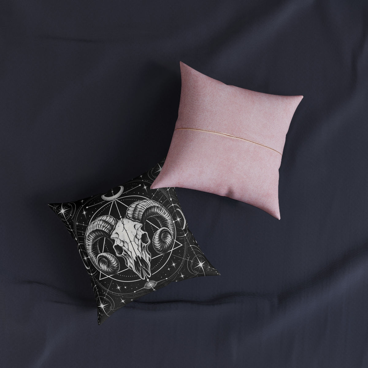 Ram Horned Skull Gothic Geometric Cushion | Decorative Sofa Pillow