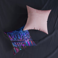 Neon City Pixel Art Cyberpunk Skyline Cushion | Decorative Sofa Pillow