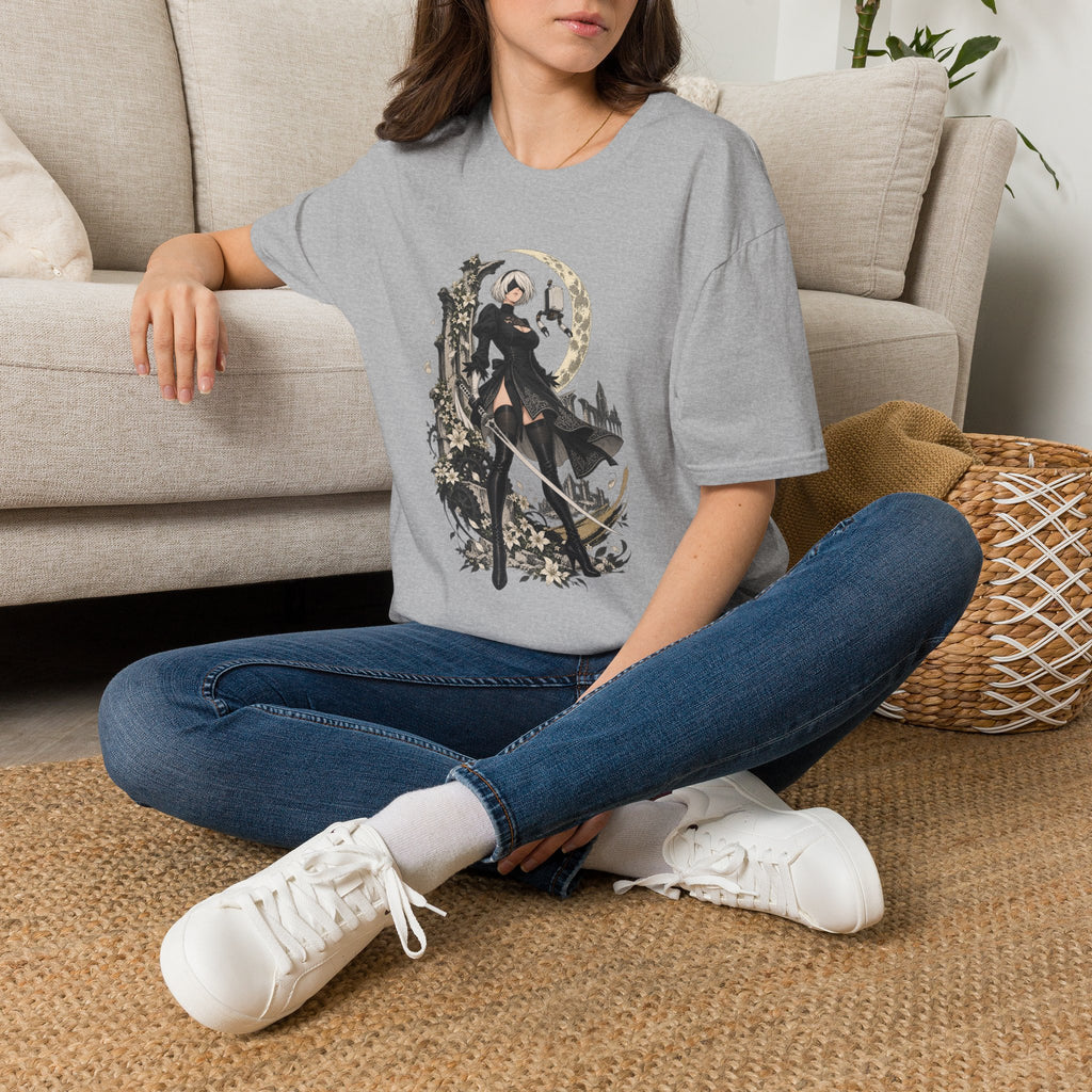 2B | Nie: Automata | Anime Gothic Warrior Moonlight Pin Up T-Shirt
