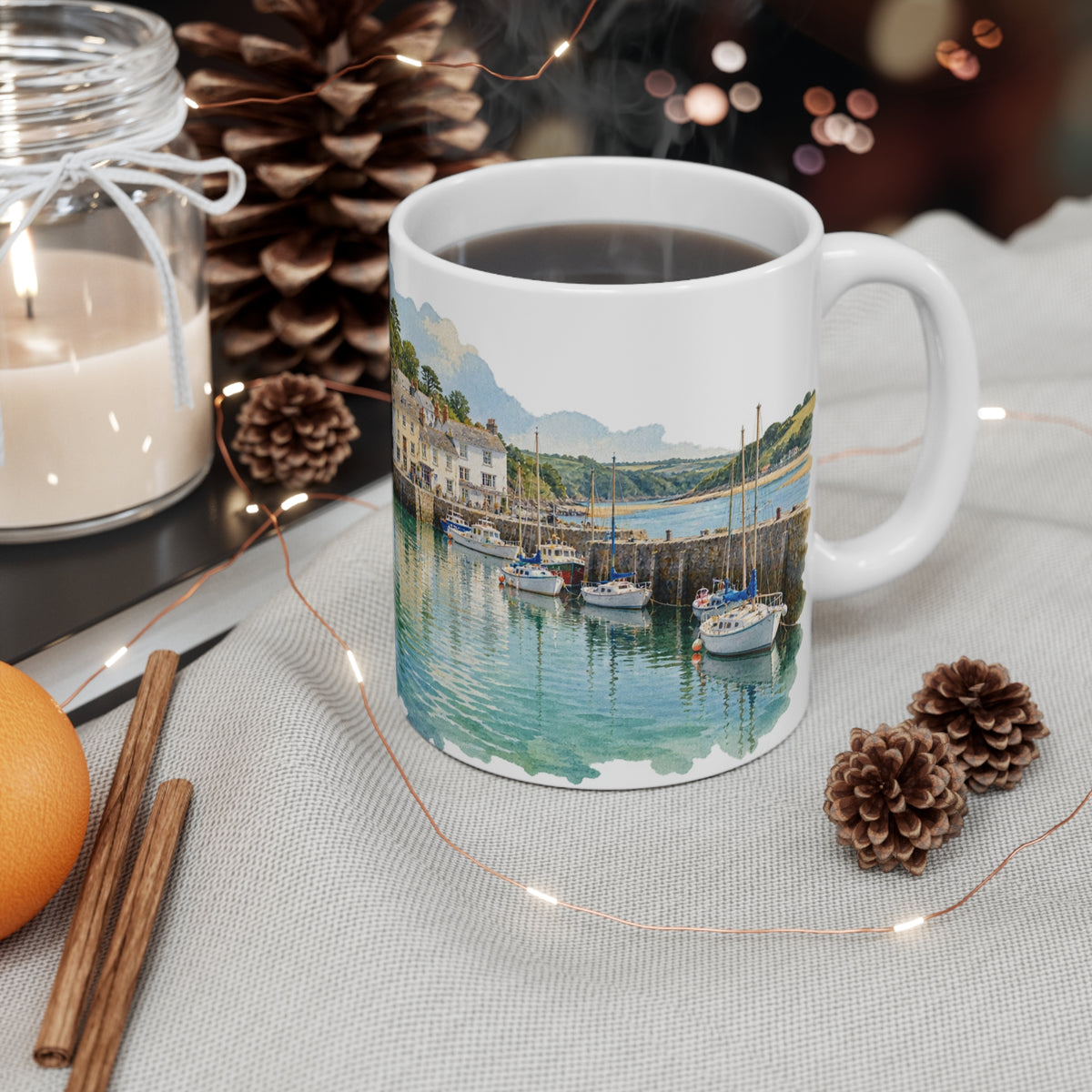 Padstow Harbour Mug | Cornwall Watercolour | Coastal Holiday Gift