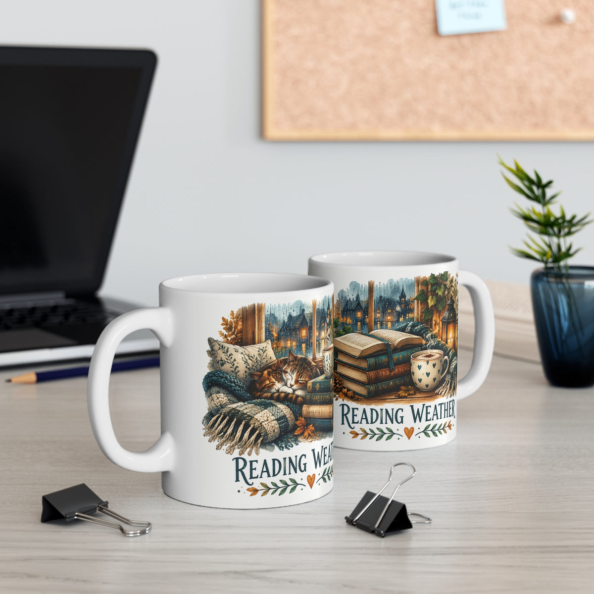 Reading Weather Mug | Cozy Autumn Books Ceramic Coffee Cup