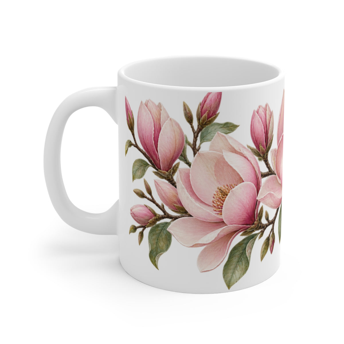 Pastel Pink Magnolia Mug | Elegant Floral Design