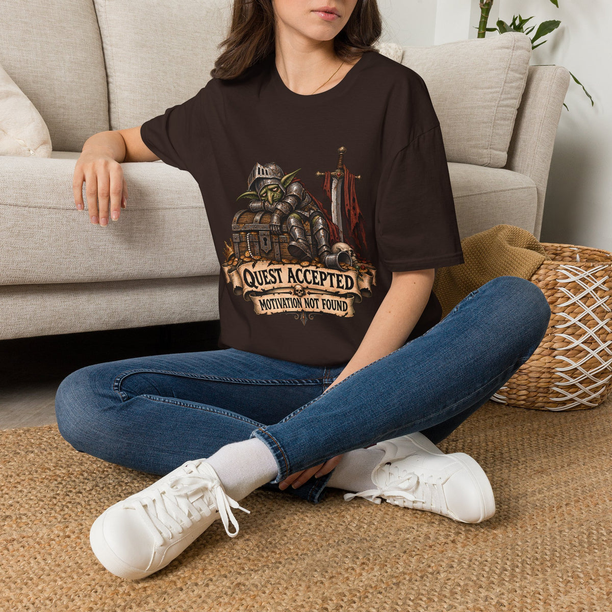 Quest Accepted T‑Shirt | Fantasy Gamer Tee (Motivation Not Found)