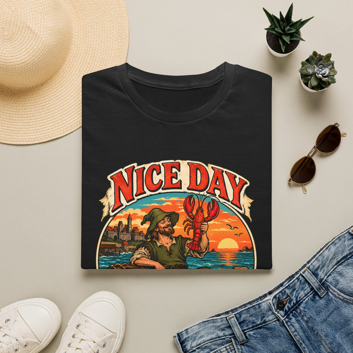 "Nice Day for Fishing Lobbies" - Runescape / OSRS Inspired Fishing T-Shirt