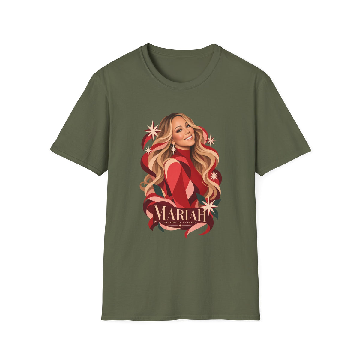 Mariah Carey | Holiday Diva Graphic Tee | Retro Red Star Portrait