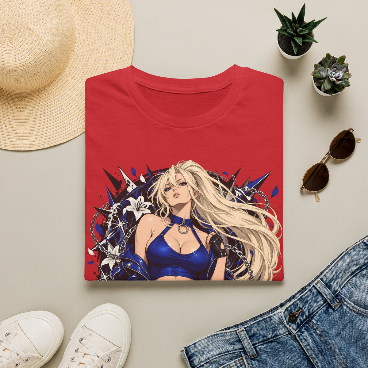 Electric Girl | Japanese Anime | Blonde Bombshell Pin Up Graphic Shirt