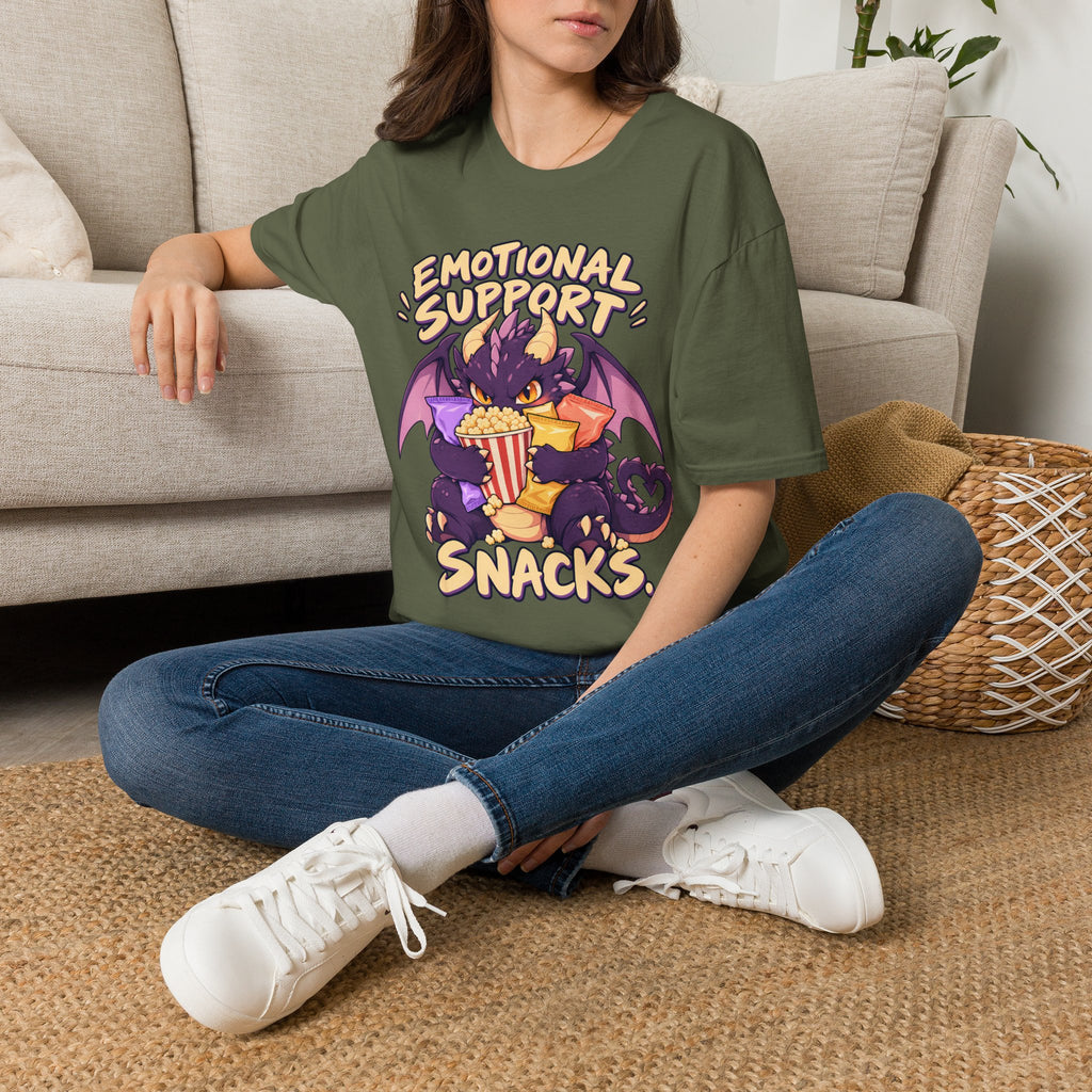 Emotional Support Snacks | Cute Dragon Eating Popcorn Anime Shirt