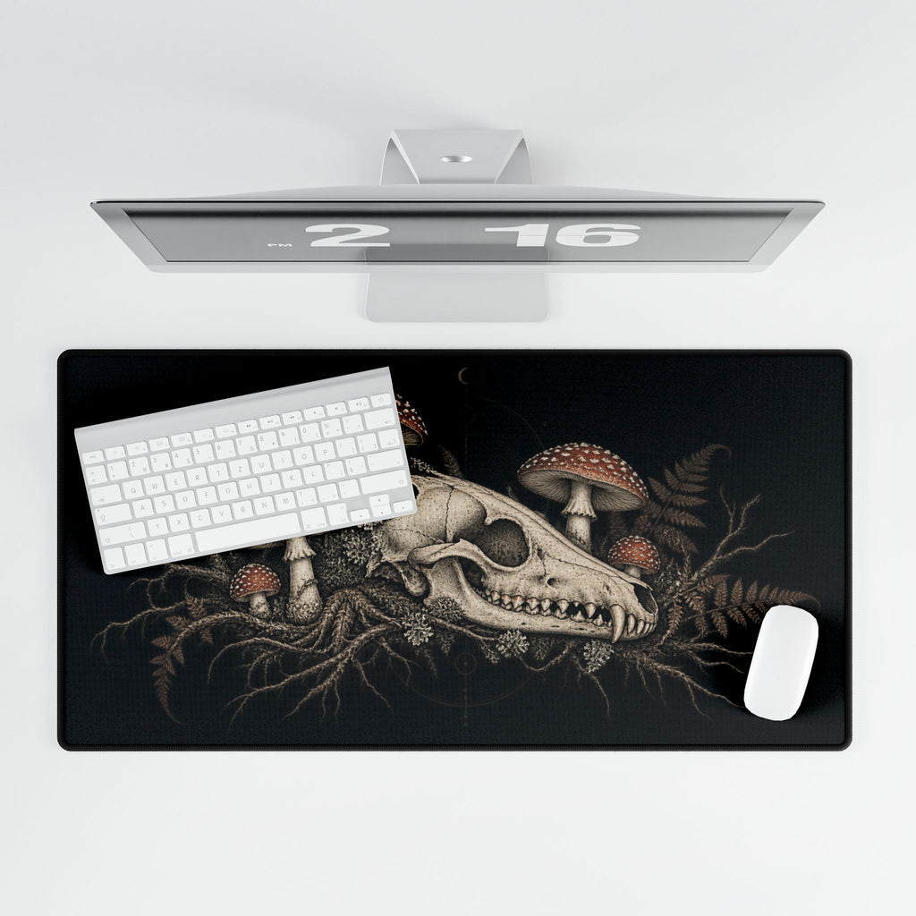 Mouse Mat | Fox Skull & Poisonous Mushrooms | Gothic Forest Art Desk Pad