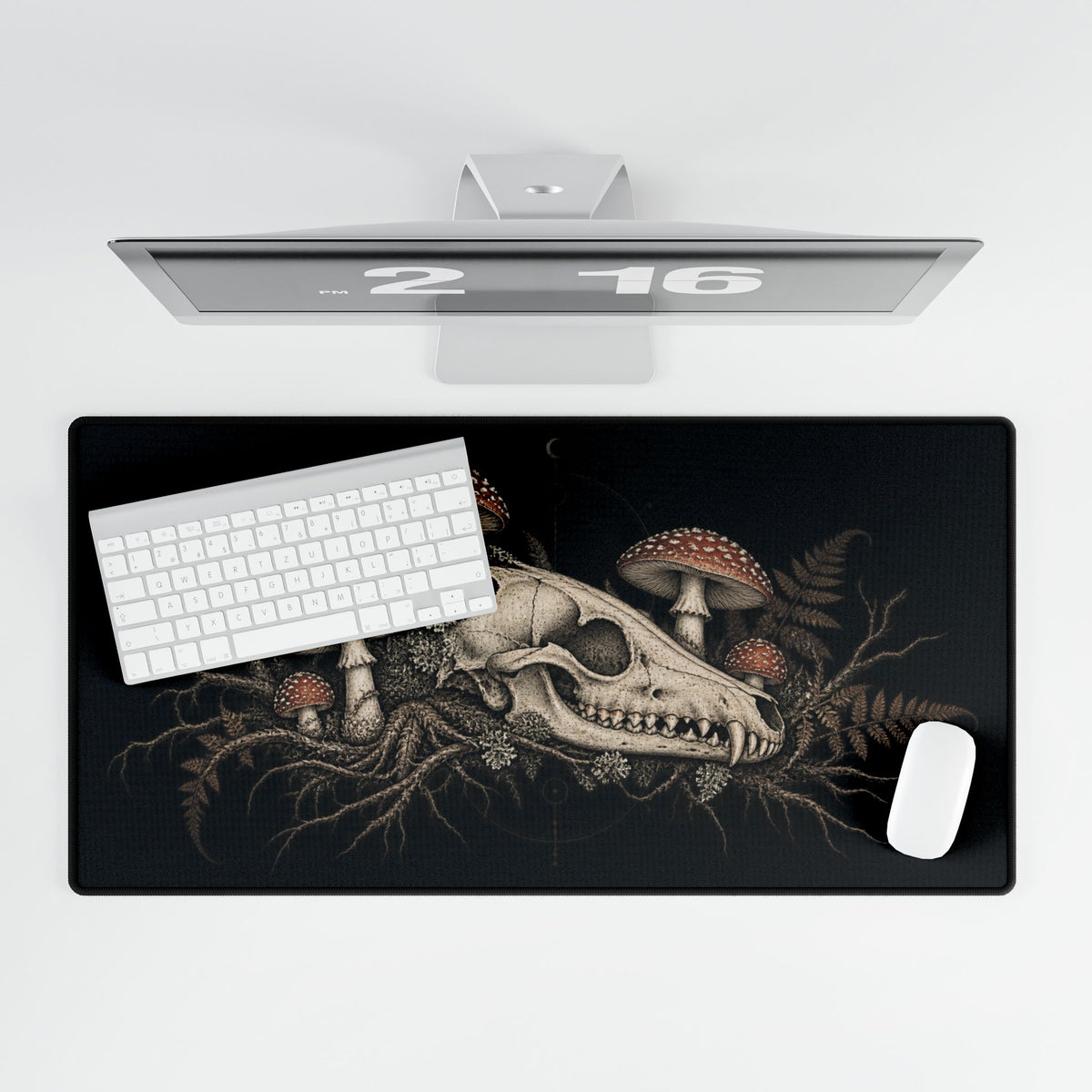 Mouse Mat | Fox Skull & Poisonous Mushrooms | Gothic Forest Art Desk Pad
